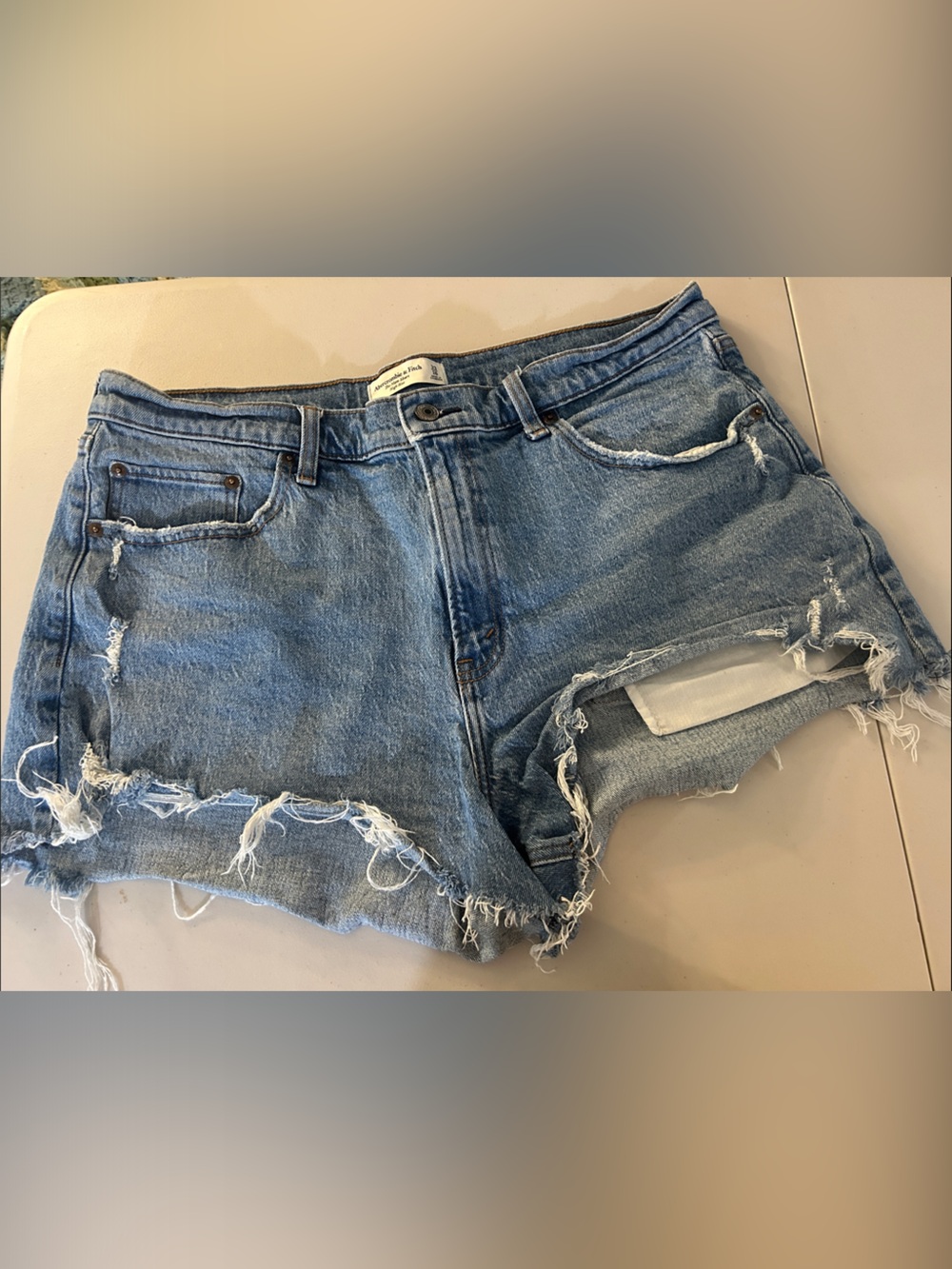 Abercrombie & Fitch Light Blue Distressed Denim Cutoff Shorts
